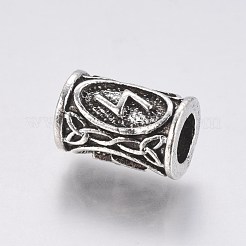 合金チューブビーズ  rune / futhark / futhorc  アンティークシルバー  13x9mm  穴：5mm  24個/セット&nbsp;PALLOY-WH0065-06AS