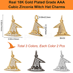 6 шт. подвески из 3-х цветной латуни с микропаве прозрачного кубического циркония класса ААА&nbsp;KK-BBC0015-43