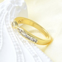 Открытые манжеты из латуни с микропаве и прозрачным цирконием для женщин RJEW-F179-06G