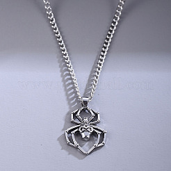 Хэллоуин череп паук нержавеющая сталь кулон витая цепь ожерелья WGFDFDE-01