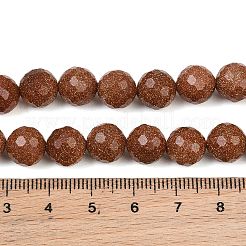 合成ゴールドストーン金砂石ビーズ連売り  ラウンド  多面カット  9.5~10mm  穴：1.3mm  約38~39個/連  14.09''~14.37''（35.8~36.5センチメートル）&nbsp;GG-CBA199E-F01-10mm