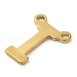 304ステンレススチールチャーム  18KGP本金メッキ  レターチャーム  文字I  10x8x1mm  穴：1mm&nbsp;STAS-Z074-04G-I