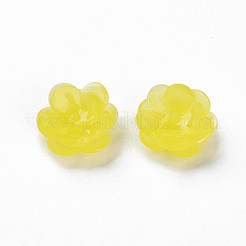 プラスチックビーズ  花  きいろ  13x13x5.5~6.5mm  穴：1~1.4mm&nbsp;KY-N015-70-03
