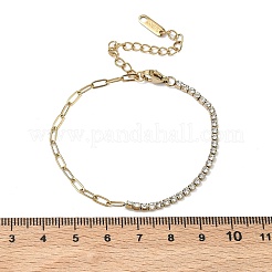 Armbänder aus Edelstahl 304 mit Büroklammerkette und Strass-Becherketten für Damen&nbsp;BJEW-D456-06G-01