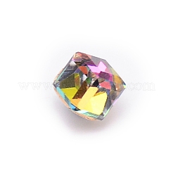 電気メッキガラスチャーム  合金のパーツと  キューブ  ミディアムビトレイル  15x10x10mm  穴：1.6mm&nbsp;GLAA-SZC0004-01F