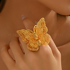 Полые двойные бабочки металлические открытые манжеты кольца для женщин BX9587