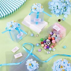 Прозрачные подарочные коробки для упаковки конфет из ПВХ с лентой и искусственным цветком CON-TAC0001-20B