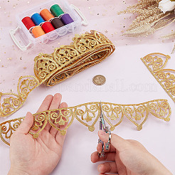 Лента в этническом стиле с утюгом/пришивкой из полиэстера с металлизированной вышивкой и цветочной лентой SRIB-WH0011-204C