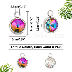 16шт 2 цветные стеклянные подвески GLAA-DC0001-02