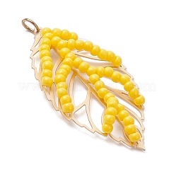 Подвески из стеклянных бусин ручной работы в форме листьев&nbsp;PALLOY-MZ00935-03