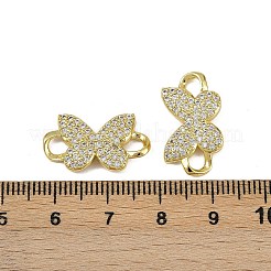 Звенья-бабочки из латуни с микропаве из прозрачного кубического циркония&nbsp;KK-I358-032G