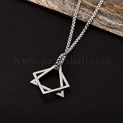 Collana con ciondolo a triangolo e rombo in acciaio inossidabile 304 con catene a scatola&nbsp;JN1045C