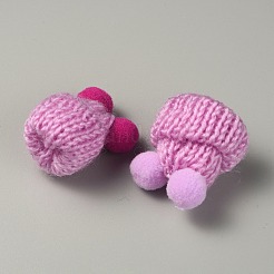 Mini bonnet en laine au crochet avec boule à double pompon&nbsp;DIY-WH0032-56E