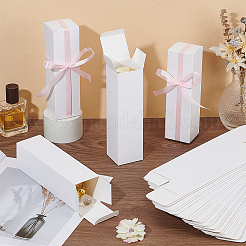 エッセンシャルオイルギフト用のクラフト紙梱包箱  長方形  ホワイト  5x5x18cm&nbsp;LS-CON-WH0107-59A-03