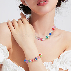 64 шт. 8-цветные прозрачные акриловые европейские бусины с УФ-покрытием&nbsp;OACR-TA0001-31