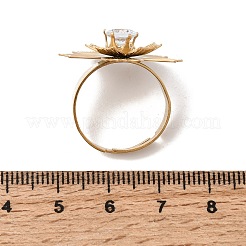 201 anelli a polsino regolabili da donna in acciaio inossidabile con pavé di zirconi cubici singoli.&nbsp;RJEW-K318-02H-G