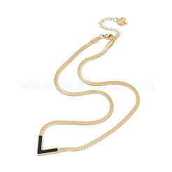 Collier avec pendentif lettre initiale V en coquille synthétique avec placage ionique (IP)&nbsp;NJEW-G074-58G-01
