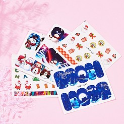 クリスマスシリーズネイルアートフルカバーステッカー  混合サンタクローススノーマン鹿ネイルアートラップ  女性の女の子のための冬の爪の装飾  ミックスカラー  6.2x5.4cm&nbsp;MRMJ-Q058-M