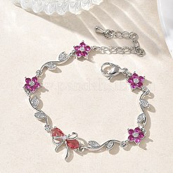 Bracelets à maillons en laiton micro pavé de zircones cubiques pour femmes&nbsp;BJEW-C156-04E-03P