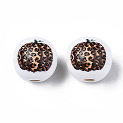 Бусины из натурального дерева с принтом осенней тематики WOOD-S057-079