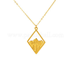 Collana da donna con ciondolo a forma di rombo cavo e montagna in acciaio inossidabile 304.&nbsp;WGEEDFA-01