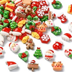 90 Stück 18 Stile Weihnachtsmotiv Mini Opak Resin Decoden Cabochons&nbsp;CRES-CJ0001-71