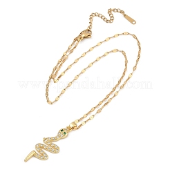 Ожерелья с подвеской в виде змеи из латуни с полным кубическим цирконием&nbsp;LS-NJEW-D309-02G-B