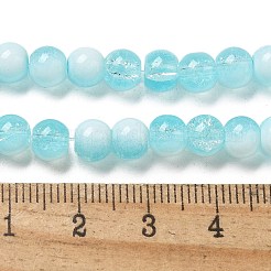 クラックガラスビーズ  ロンデル  ターコイズ  6mm&nbsp;X1-GLAA-U001-6mm-08