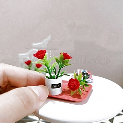 樹脂製植木鉢モデル  マイクロランドスケープホームドールハウスアクセサリー  小道具の装飾のふりをする  レッド  15x38mm&nbsp;PW-WGE1B27-01