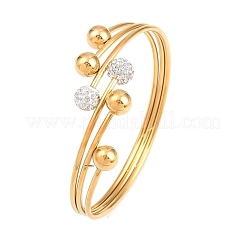 Bracelets manchettes en acier inoxydable 304 et strass&nbsp;BJEW-E113-01G