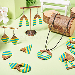 18 шт. 9 подвески из эпоксидной смолы и орехового дерева&nbsp;RESI-TA0003-82