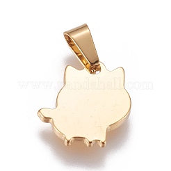 304ステンレススチールチャーム  漫画の貯金箱のチャーム  ゴールドカラー  15.5x15x2.7mm  穴：7x3.5mm&nbsp;STAS-L222-21G