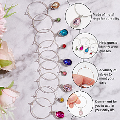 Кольцо с подвеской из горного хрусталя и бокала для вина AJEW-BC0004-08