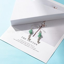 Orecchini pendenti con perline di avventurina verde naturale&nbsp;EJEW-JE04890-05