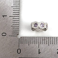 Волнообразный край плоский круглый стойка покрытие латунь кубический цирконий европейские бусины KK-L236-12S