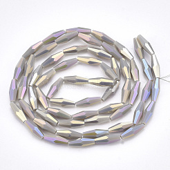 Гальванизировать непрозрачные сплошной цвет стеклянные бусы пряди&nbsp;EGLA-S174-18A