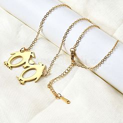 Ожерелья с подвеской в виде двойного пингвина из нержавеющей стали 304 с лазерной резкой для женщин и мужчин&nbsp;NJEW-Q032-01A-G