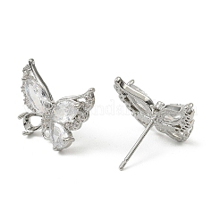 Reperti per orecchini a bottone in zircone chiaro con micro pavé di ottone&nbsp;KK-C107-10P