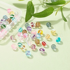 50 шт. 10 цвета синтетические бусины из лунного камня G-YW0001-08