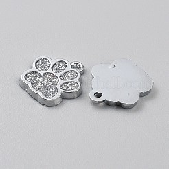 合金エナメルチャーム  犬の手のひらチャーム  きらめき  銀  18x17x2mm  穴：1.8mm&nbsp;FIND-TAC0036-002A