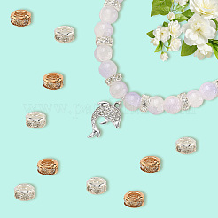 50шт 2 цвета латунные бусины со стразами KK-PA0001-04