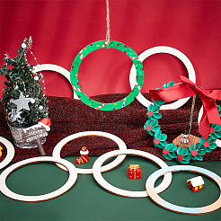 Незаконченные деревянные детали в форме колец&nbsp;LS-DIY-WH0349-06