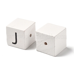 木材ヨーロッパのビーズ  大穴ビーズ  文字付きのキューブ  文字J  30.5x30.5x29.5~30.5mm  穴：5mm&nbsp;WOOD-I014-02J