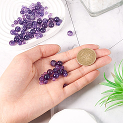 100 шт. 3 вида круглых бусин из натурального аметиста G-TA0002-46