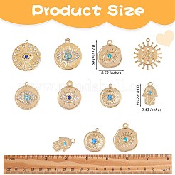 16個8スタイルアイテーマ304ステンレススチールラインストーンペンダント  hamsa hand/hand of miriam & flat round  ゴールドカラー  17.5~23x11~21x2~3mm  穴：1.4~2mm  2個/スタイル&nbsp;STAS-SZ0002-85G