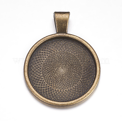 Impostazioni piatte cabochon pendente della lega rotonde&nbsp;PALLOY-A15654-AB