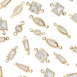 30 шт. 5 стиля латунных подвесок-соединителей с прозрачным кубическим цирконием&nbsp;ZIRC-FS0001-04