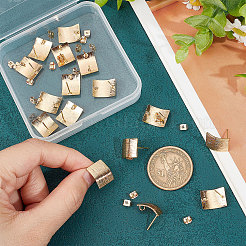 20 pieza de accesorios para pendientes de botón rectangulares curvos de latón&nbsp;KK-BBC0004-90