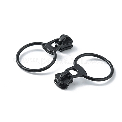 合金ジッパー  レジンプラー付き  ラウンド  カドミウムフリー＆鉛フリー  ブラック  37mm  リング：31.5x23.5x1.5mm  ジッパープラー：10.5x9x7.5mm&nbsp;PALLOY-WH0079-16C-RS