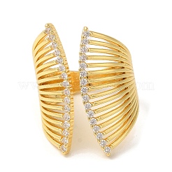 Широкие открытые манжеты из латуни с микропаве и цирконием RJEW-U008-43G